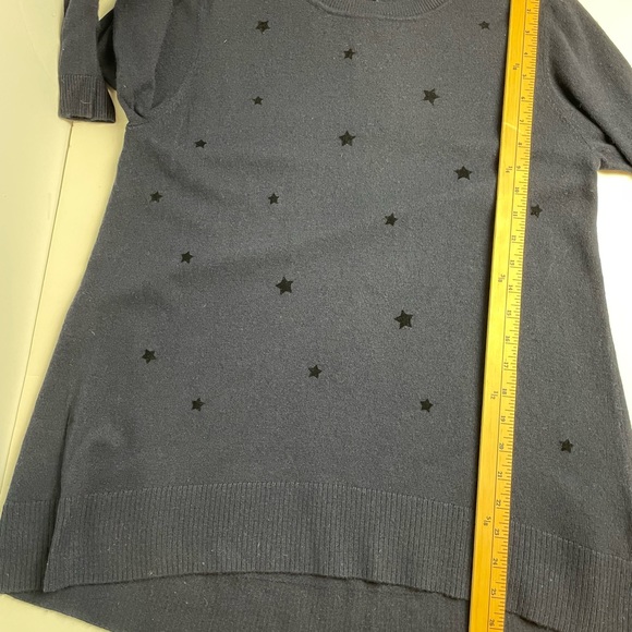 Sigrid Olsen Merino wool sweater lightweight star pattern navy - Picture 11 of 11